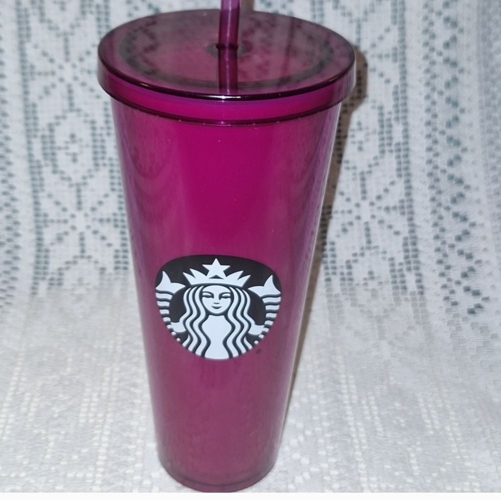 STARBUCKS COFFEE - RARE 2016 - Fuchsia Jelly Gummy Tumbler Cold Cup  Venti 24oz